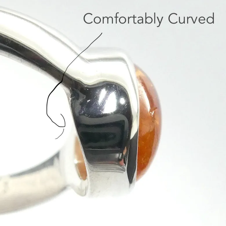 Mandarin Garnet Ring, Oval Cabochon, 925 Sterling Silver p6