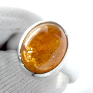 Mandarin Garnet Ring, Oval Cabochon, 925 Sterling Silver p6