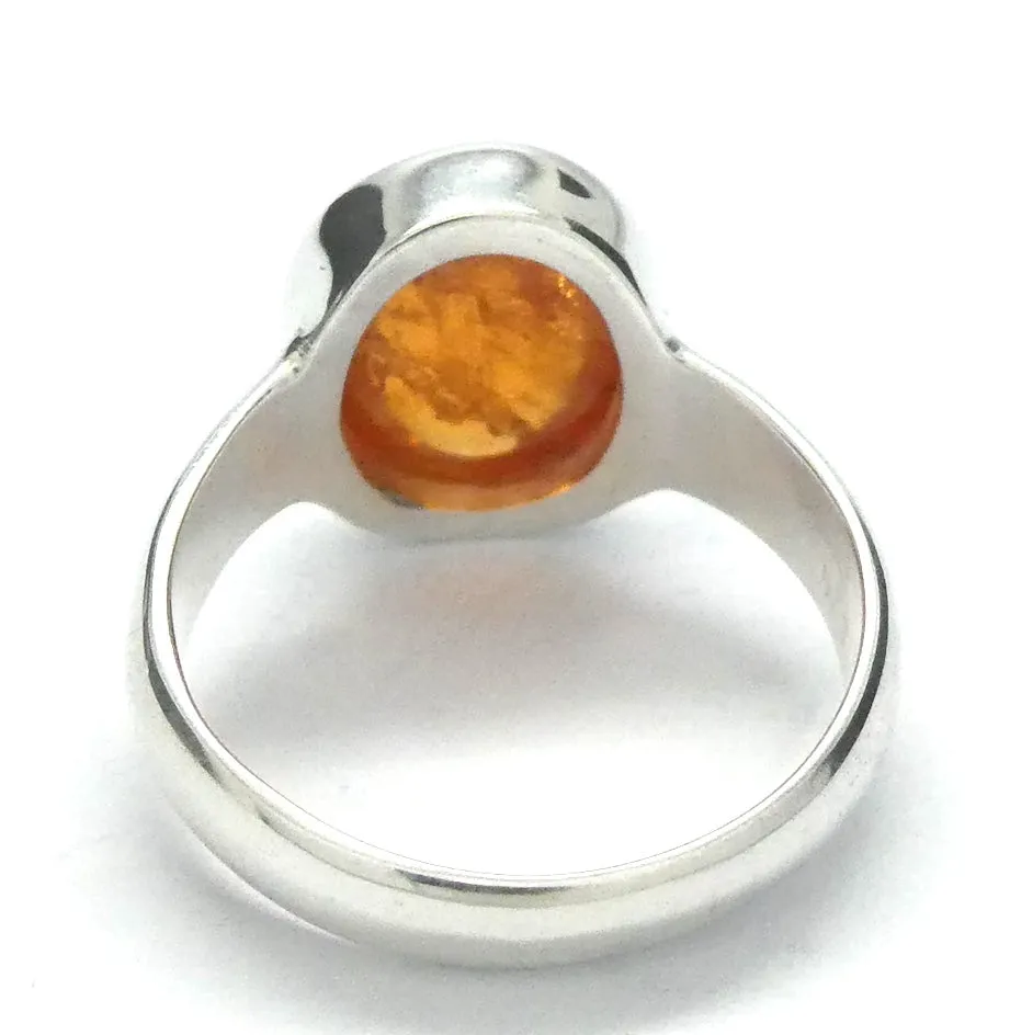 Mandarin Garnet Ring, Oval Cabochon, 925 Sterling Silver p6