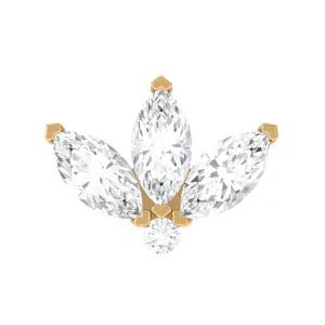 Marquise Moissanite Gold Lotus Flower Helix Earring
