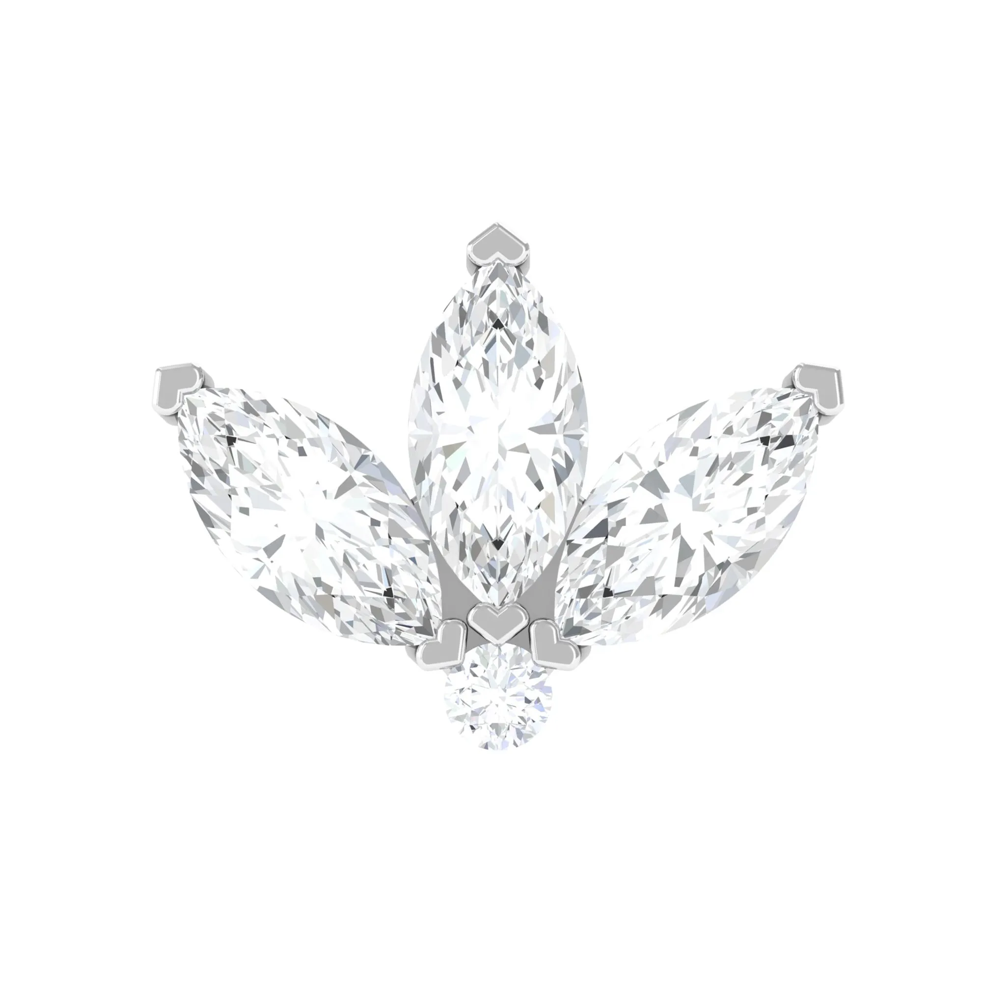 Marquise Moissanite Gold Lotus Flower Helix Earring