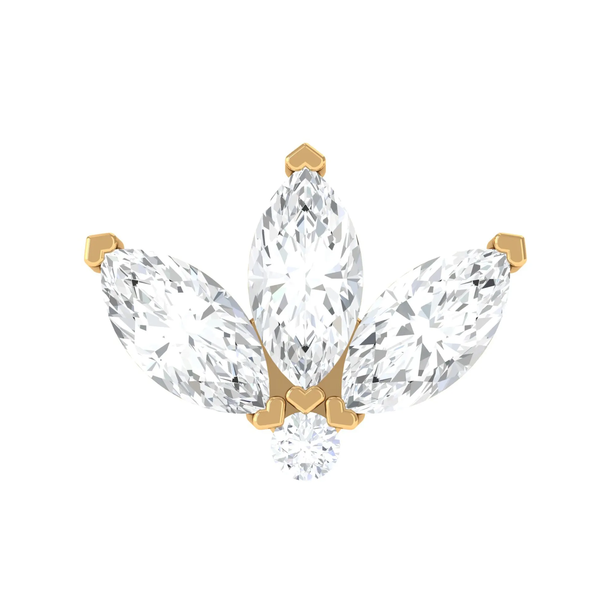 Marquise Moissanite Gold Lotus Flower Helix Earring