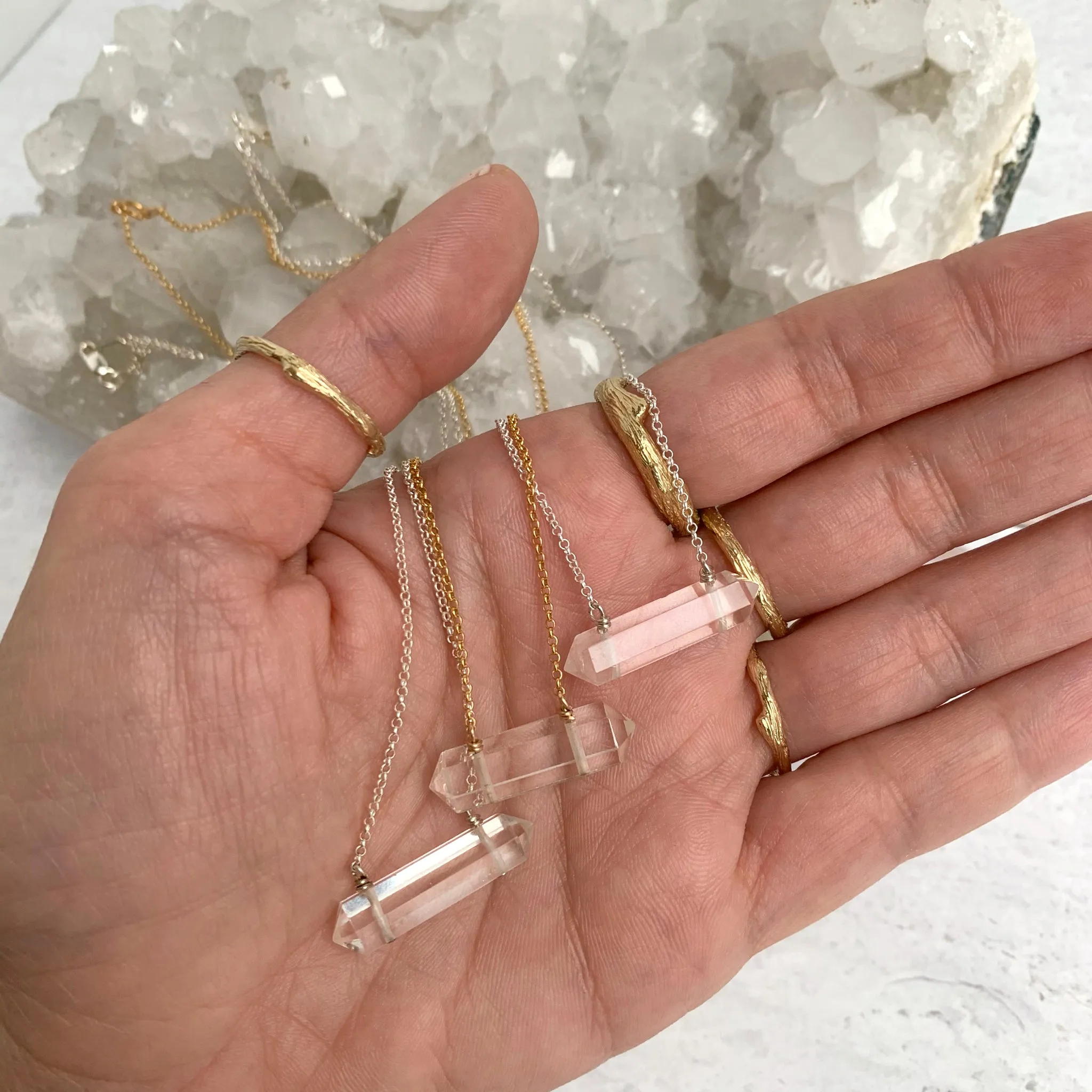 Master Healer Double Terminated Point Necklace | Sterling