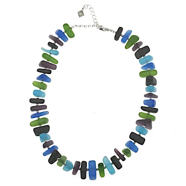 Matte Glass Necklace - Blue Jewel Tones