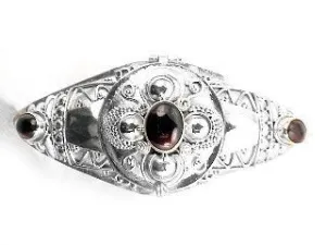 Medieval GARNET Sterling Silver Poison Cuff Bracelet