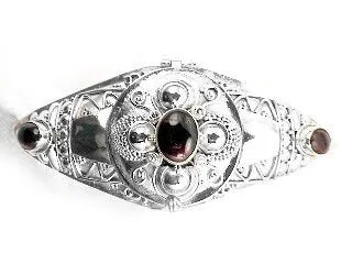 Medieval GARNET Sterling Silver Poison Cuff Bracelet