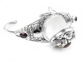 Medieval GARNET Sterling Silver Poison Cuff Bracelet