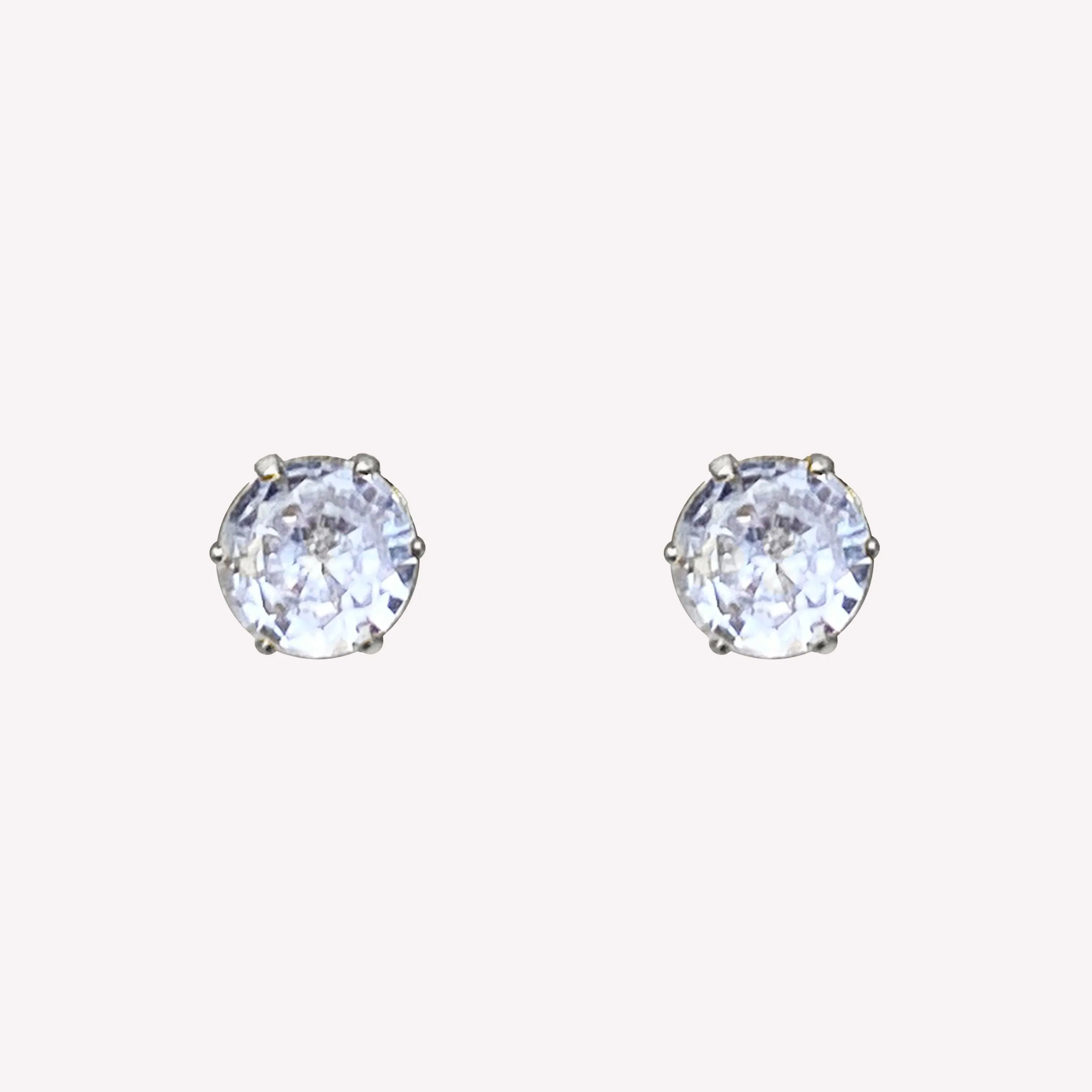 MEDIUM RHINESTONE STUD EARRINGS IN SILVER