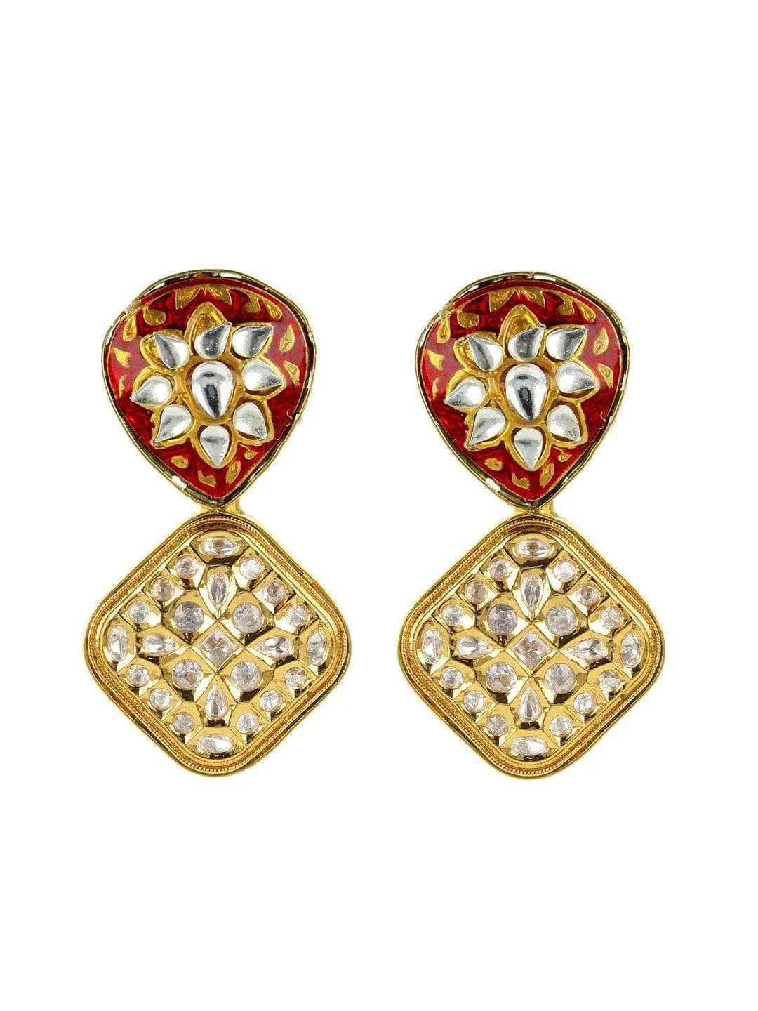 Meenakari Square Pendant Earrings