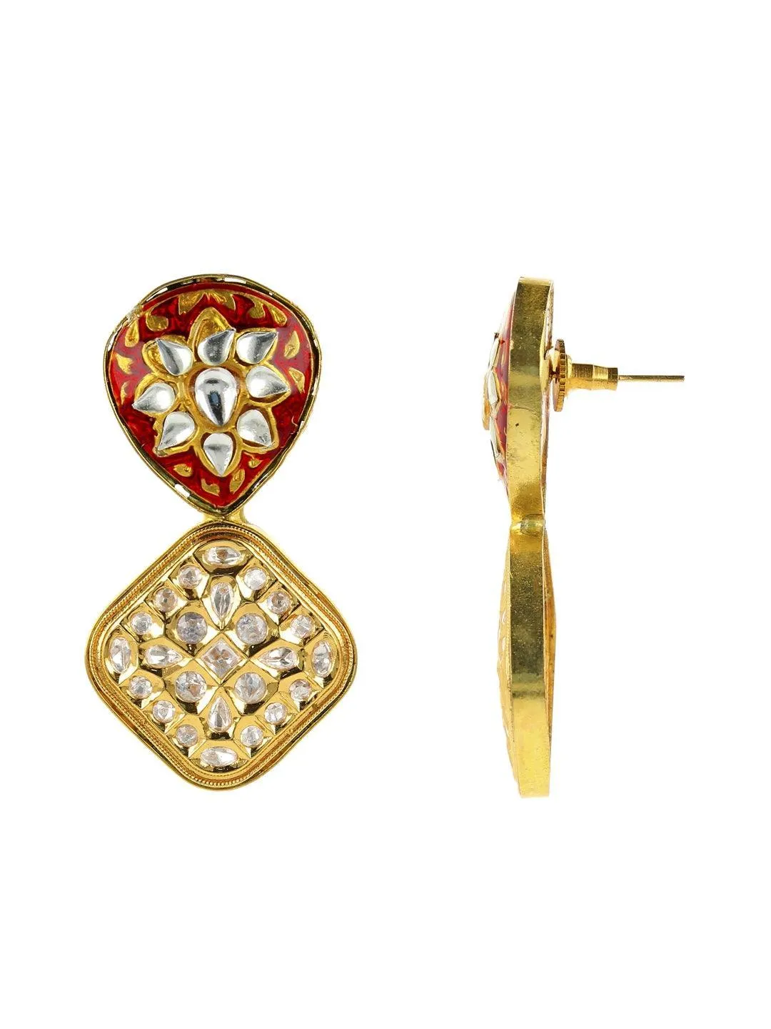 Meenakari Square Pendant Earrings