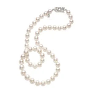 Mikimoto 18K White Gold 6.5x6mm Cultured White Pearl Necklace