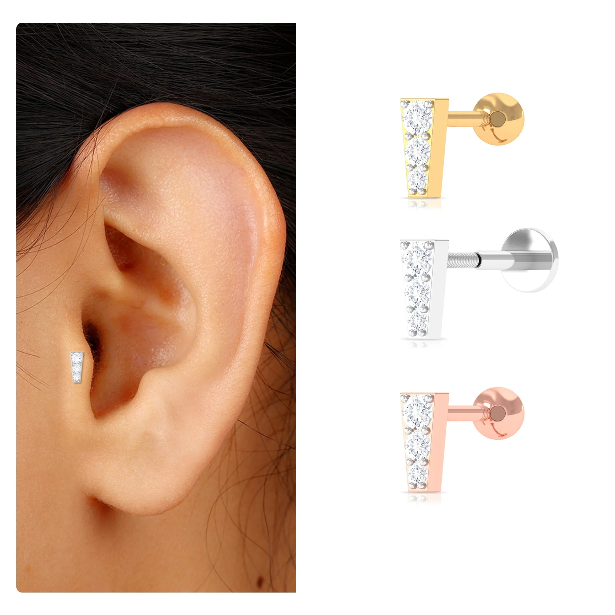 Minimal Diamond Unique Earring for Tragus Piercing