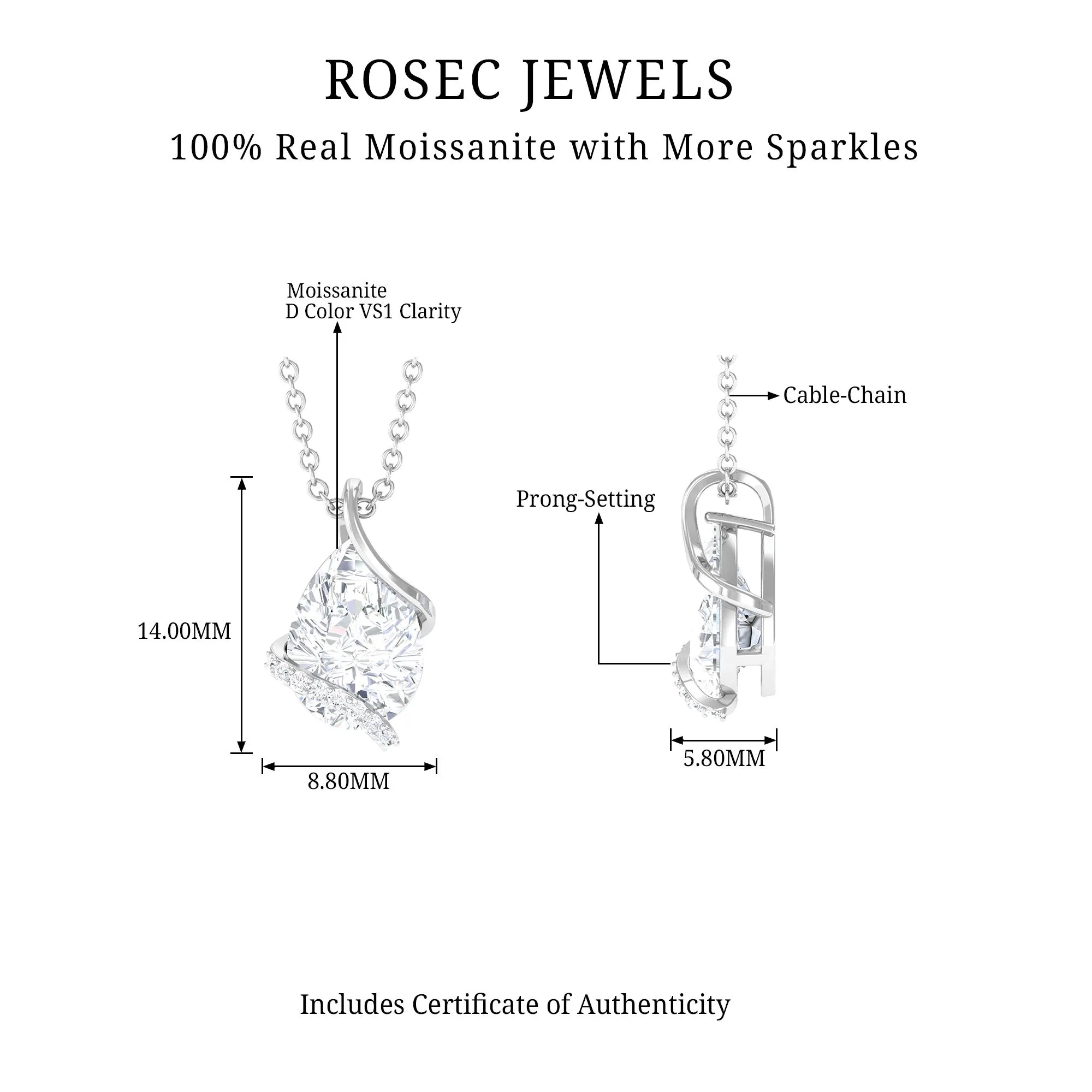 Minimal Moissanite Solitaire Pendant