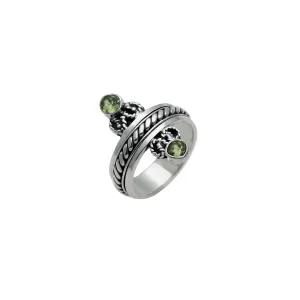 Mirror Reflection Sterling Silver Peridot Spinner Ring