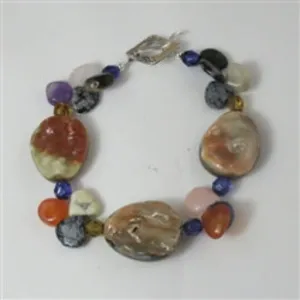Mixed Gemstone & Abalone Sea Shell Bracelet