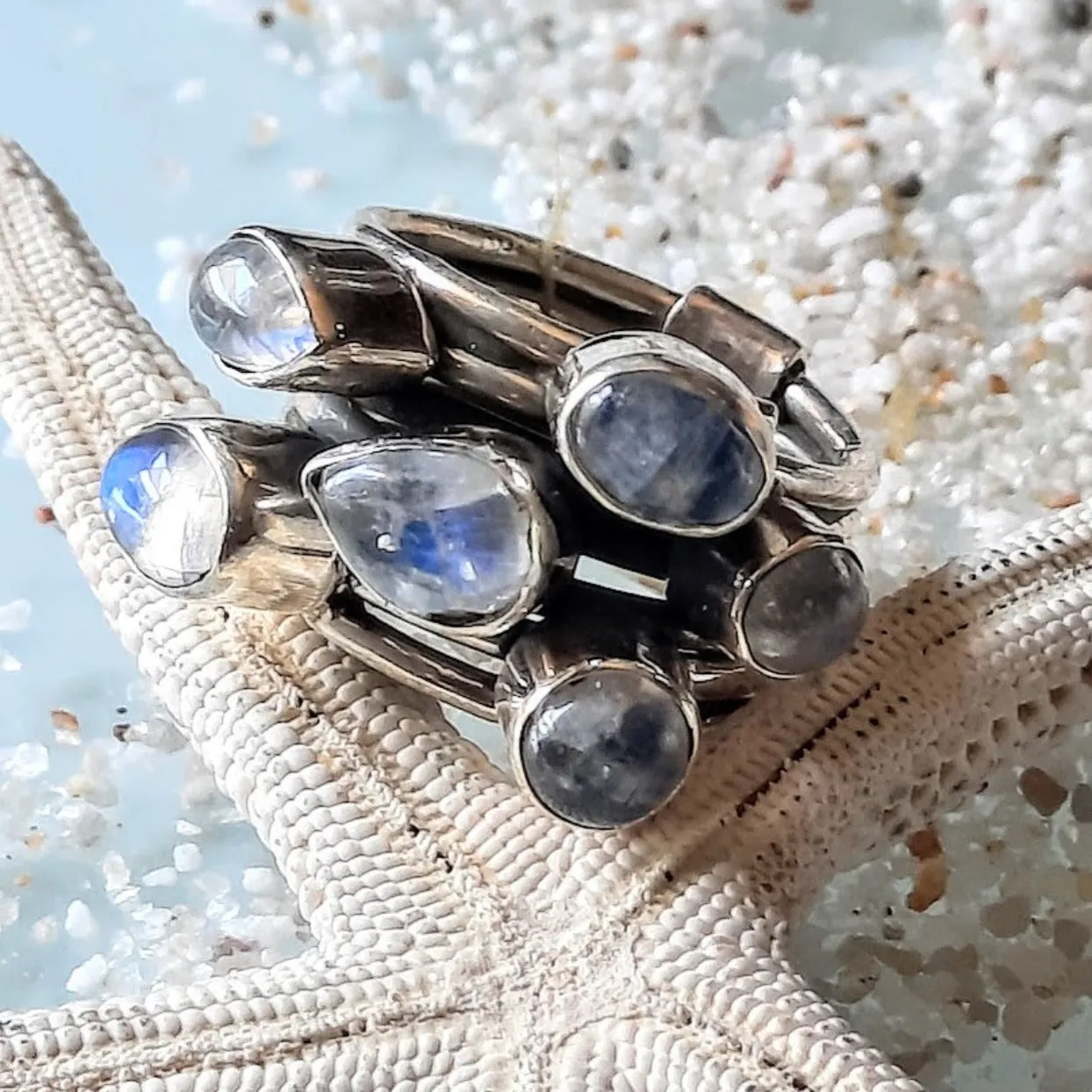 MOON STACK - MOONSTONE STACK 925 RINGS