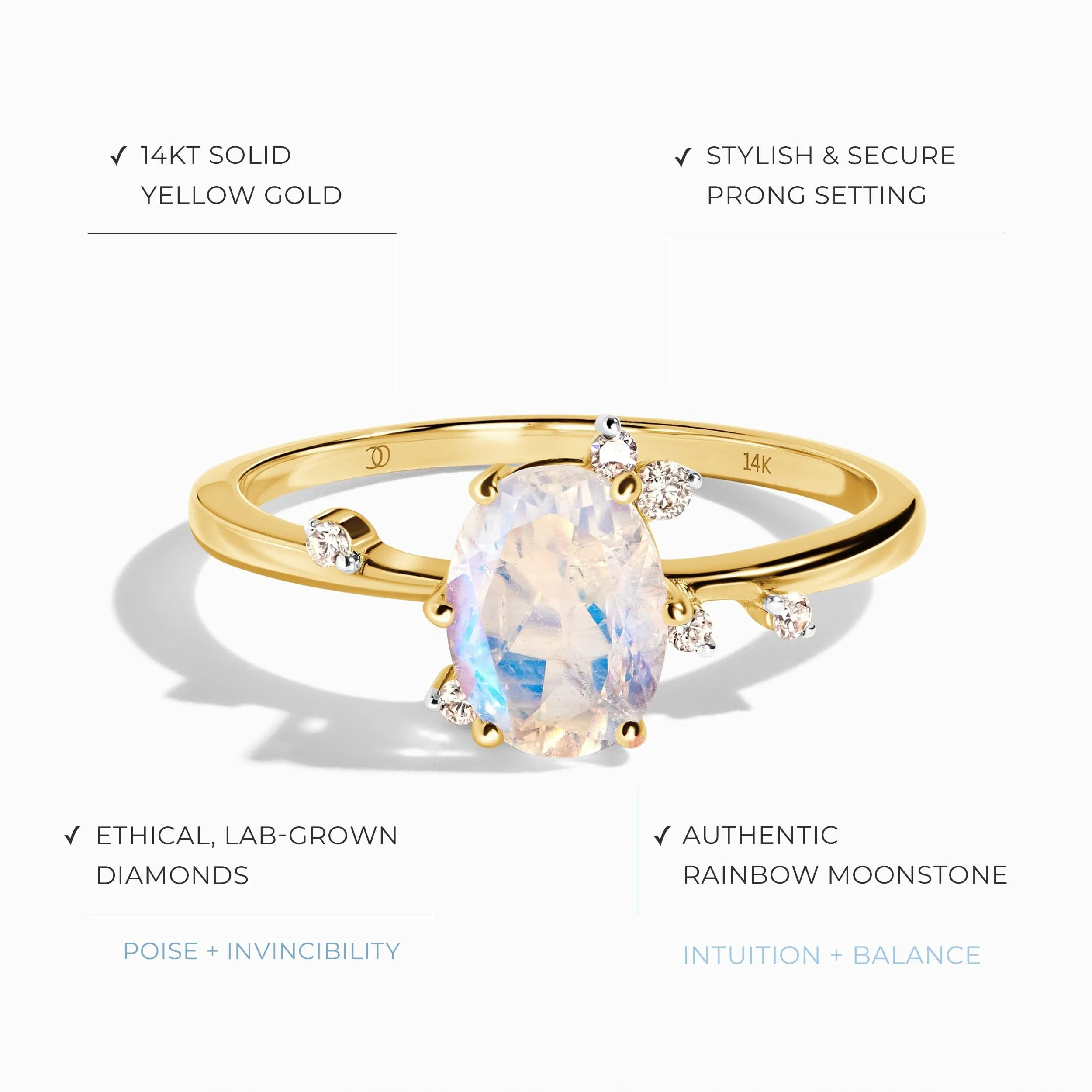 Moonstone Lab Diamond Ring - Muse