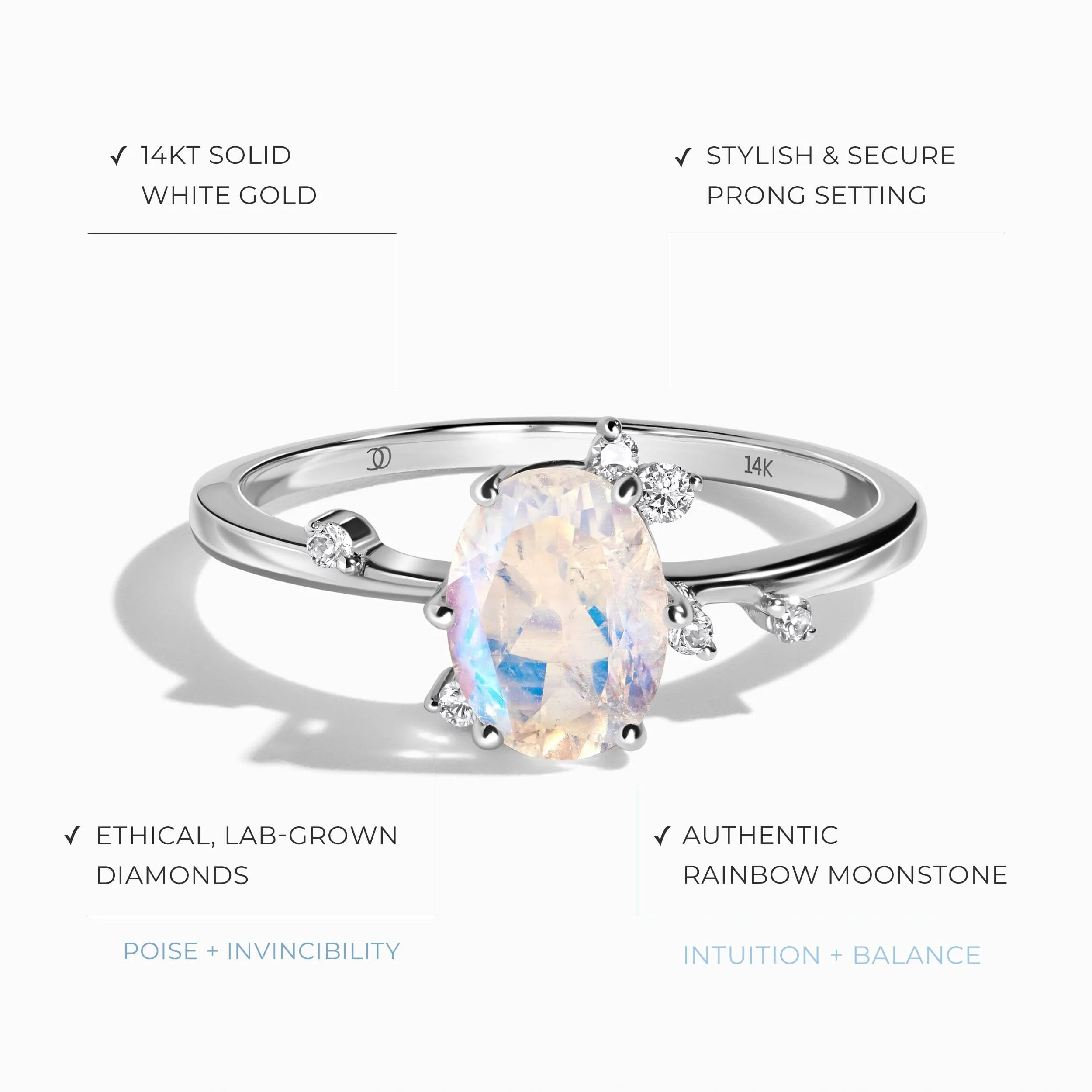 Moonstone Lab Diamond Ring - Muse