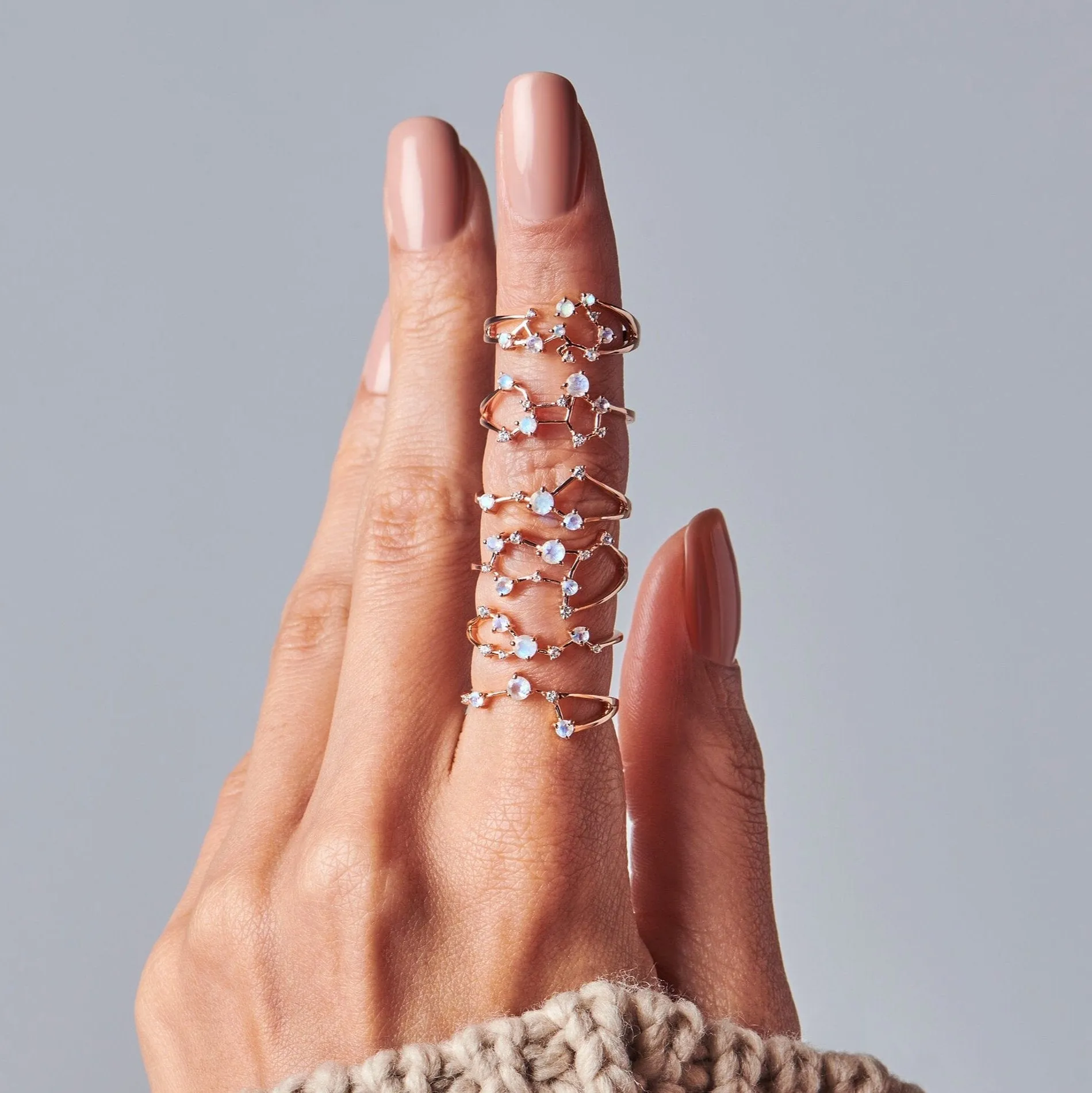 Moonstone Ring - Gemini Zodiac Constellation