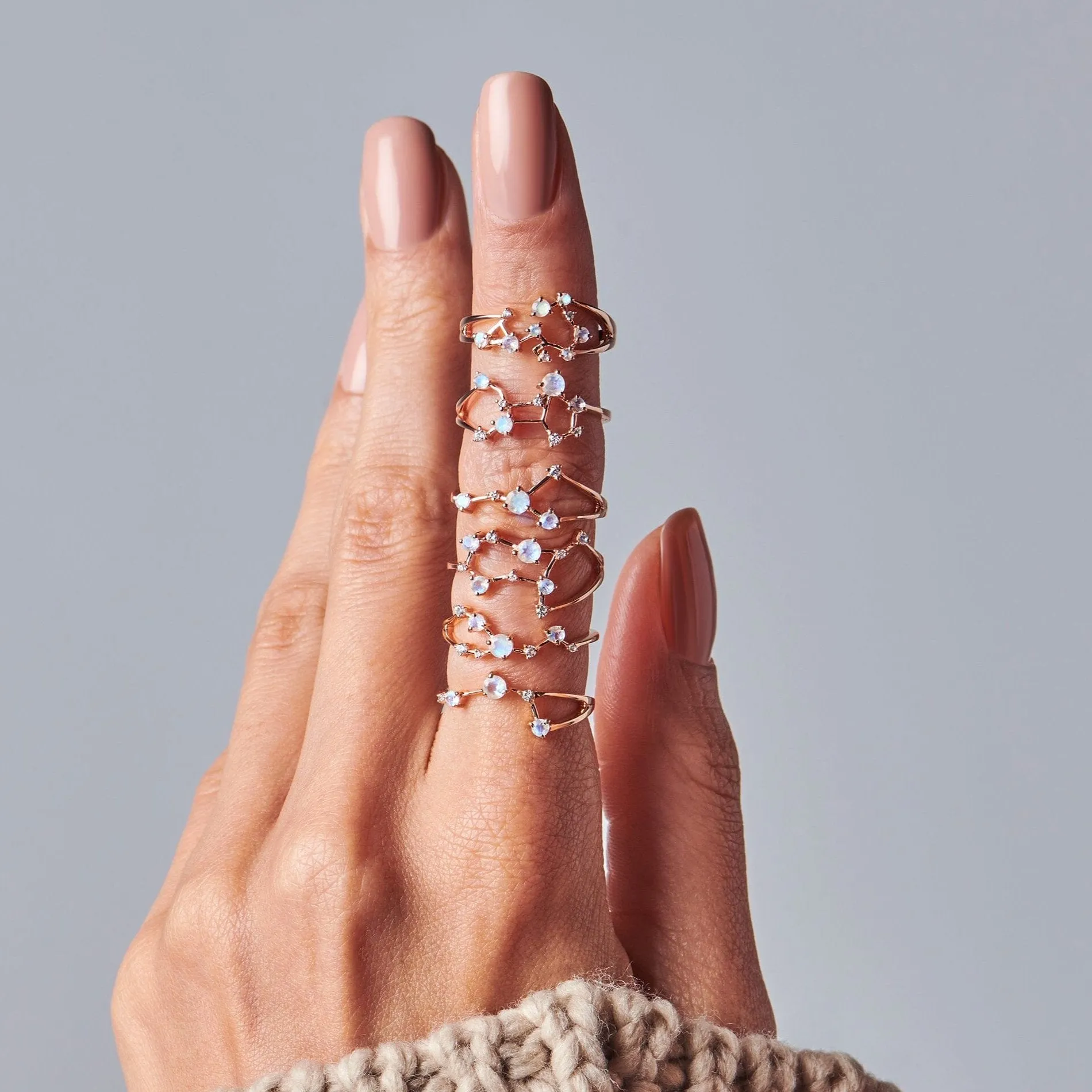 Moonstone Ring - Gemini Zodiac Constellation