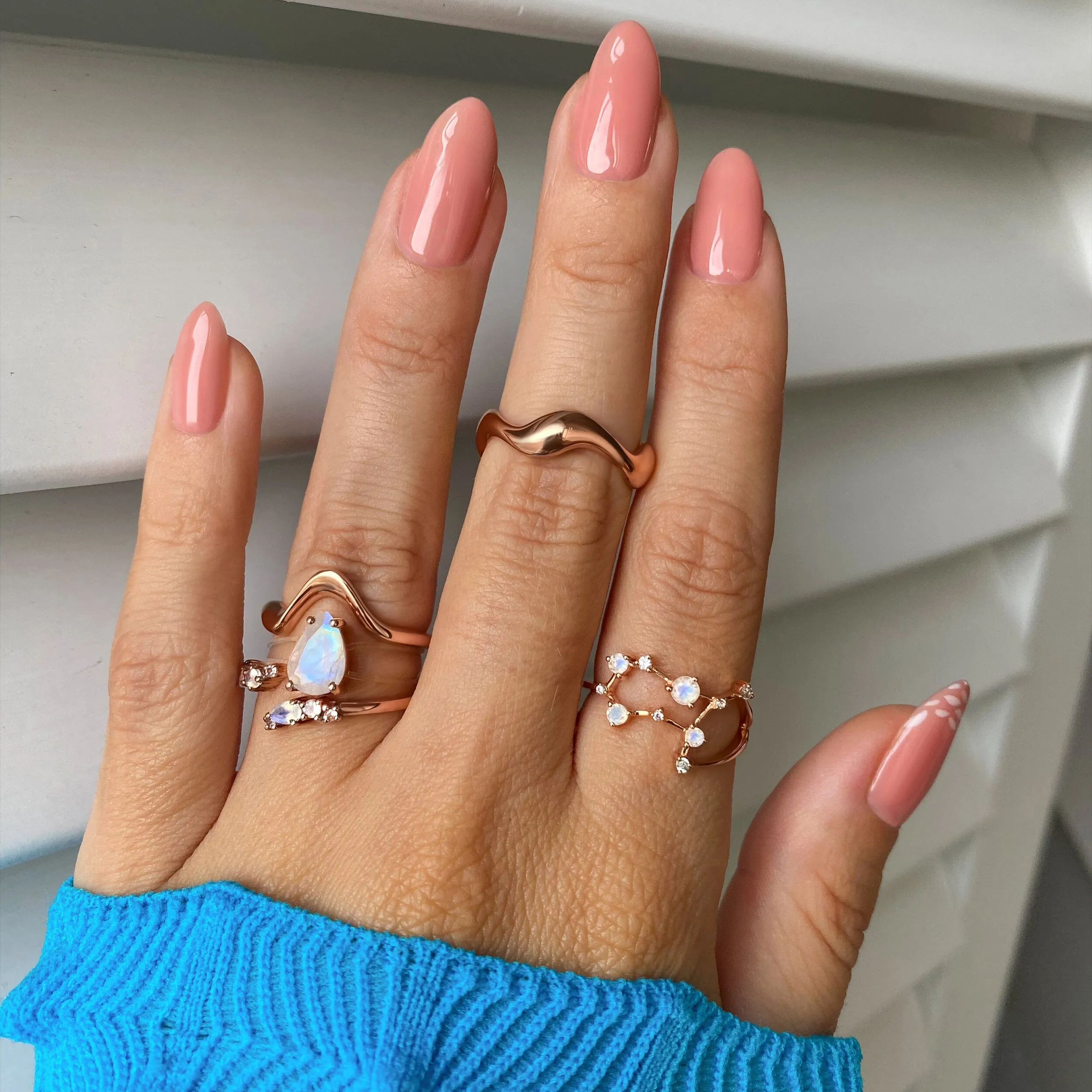 Moonstone Ring - Gemini Zodiac Constellation