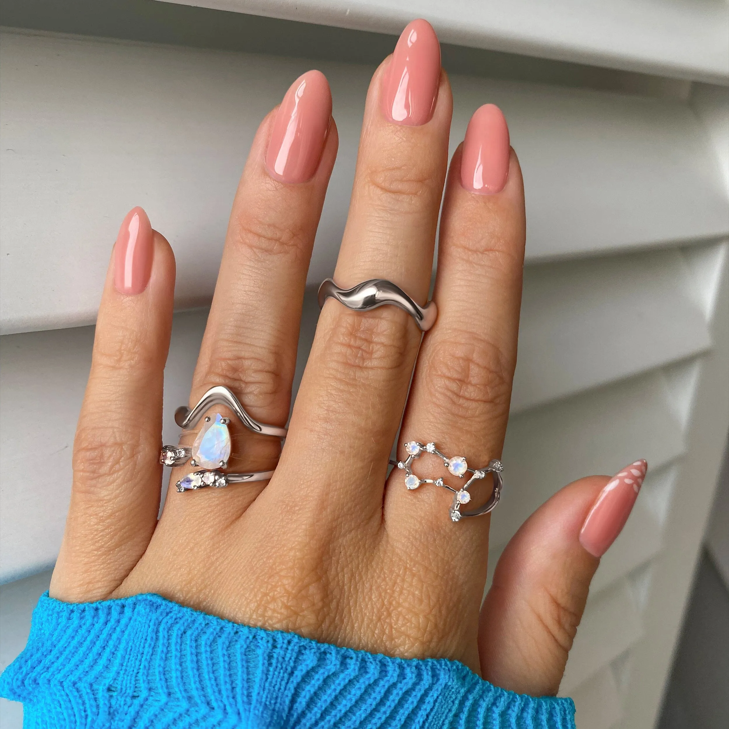 Moonstone Ring - Gemini Zodiac Constellation
