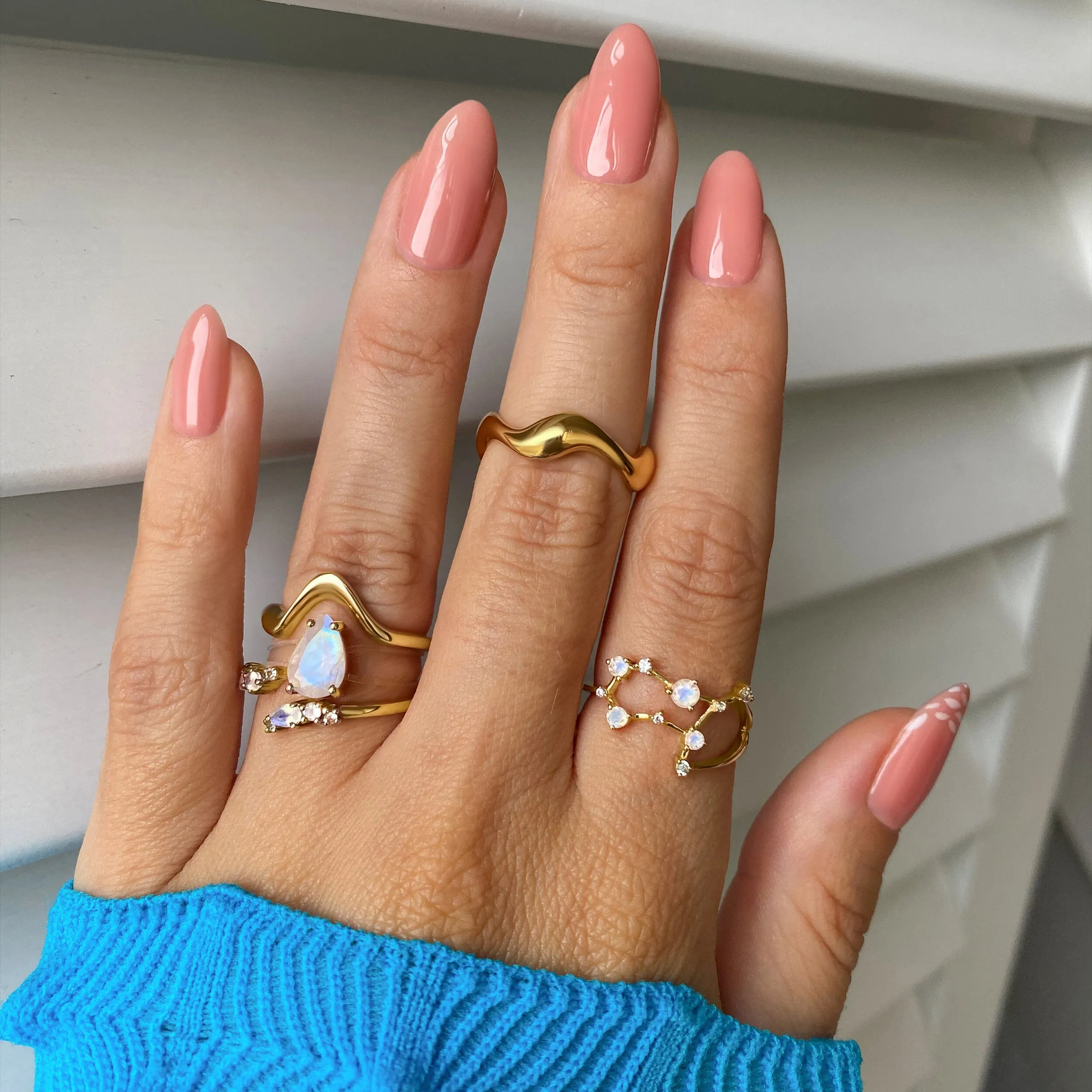 Moonstone Ring - Gemini Zodiac Constellation