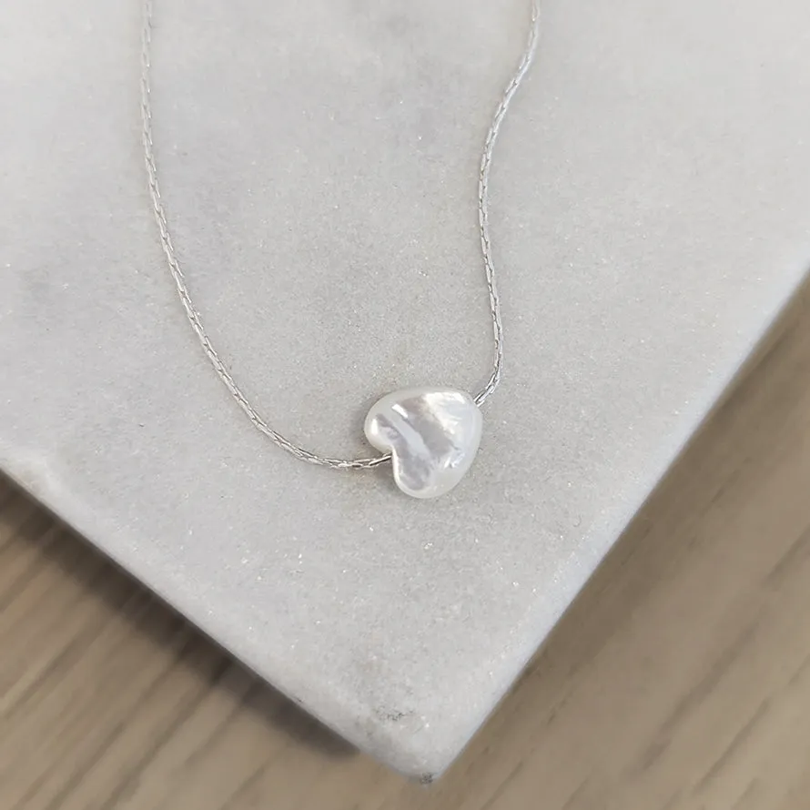 Mother Of Pearl Sliding Heart Necklace