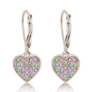 Multi-color Crystal Heart Girl's Leverback Earring