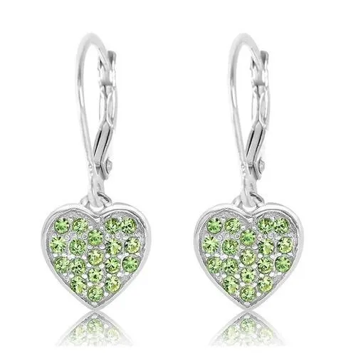 Multi-color Crystal Heart Girl's Leverback Earring