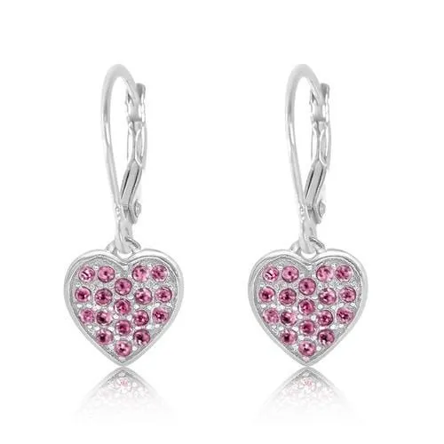 Multi-color Crystal Heart Girl's Leverback Earring