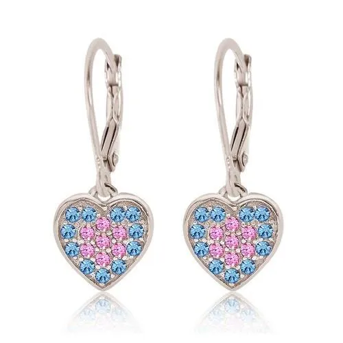 Multi-color Crystal Heart Girl's Leverback Earring