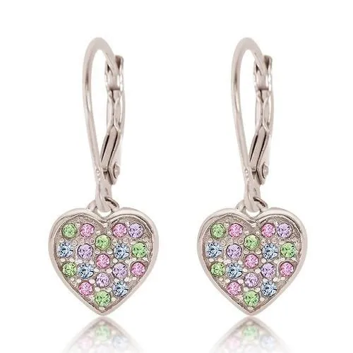 Multi-color Crystal Heart Girl's Leverback Earring