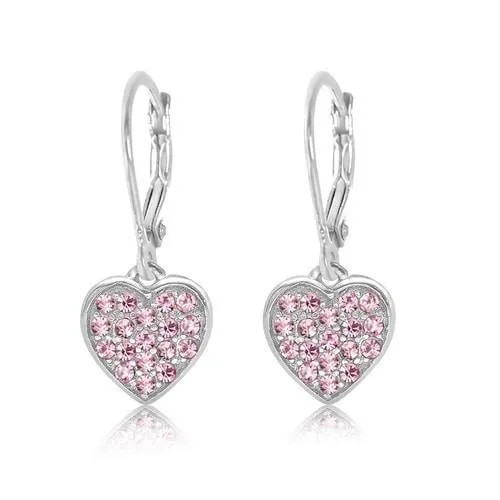 Multi-color Crystal Heart Girl's Leverback Earring