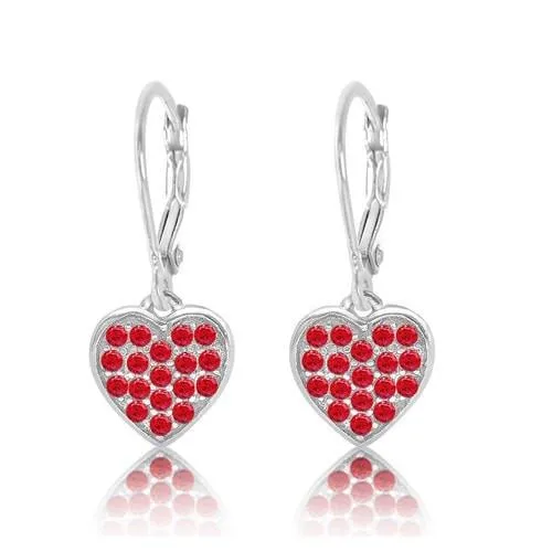 Multi-color Crystal Heart Girl's Leverback Earring