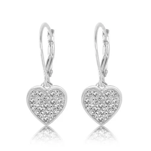 Multi-color Crystal Heart Girl's Leverback Earring