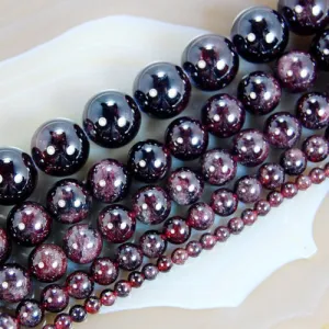 Natural Dark Red Garnet Gemstone Round Loose Beads on a 15.5" Strand
