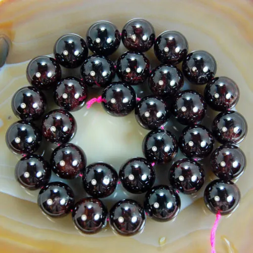 Natural Dark Red Garnet Gemstone Round Loose Beads on a 15.5" Strand