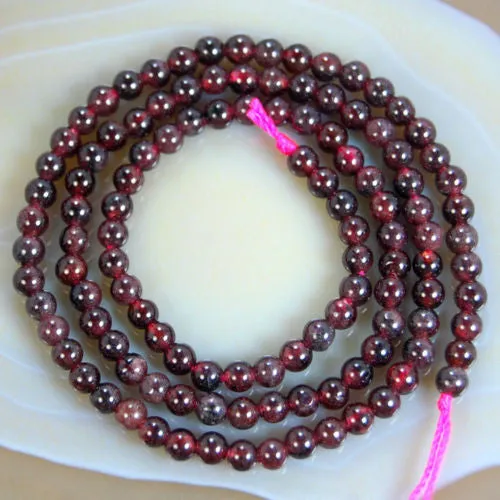 Natural Dark Red Garnet Gemstone Round Loose Beads on a 15.5" Strand