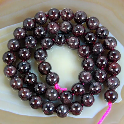 Natural Dark Red Garnet Gemstone Round Loose Beads on a 15.5" Strand