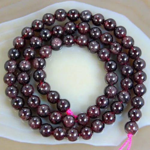 Natural Dark Red Garnet Gemstone Round Loose Beads on a 15.5" Strand