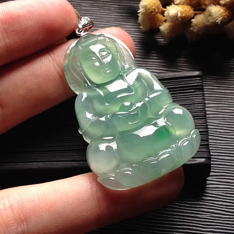 Natural Jade Pendant Jadeite Guan Yin Pendant PT469