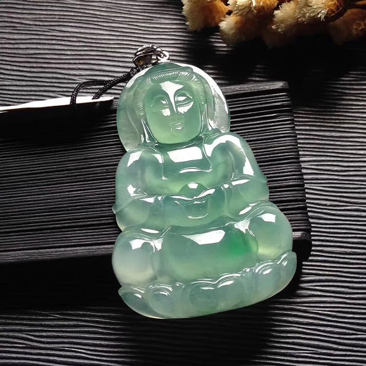 Natural Jade Pendant Jadeite Guan Yin Pendant PT469