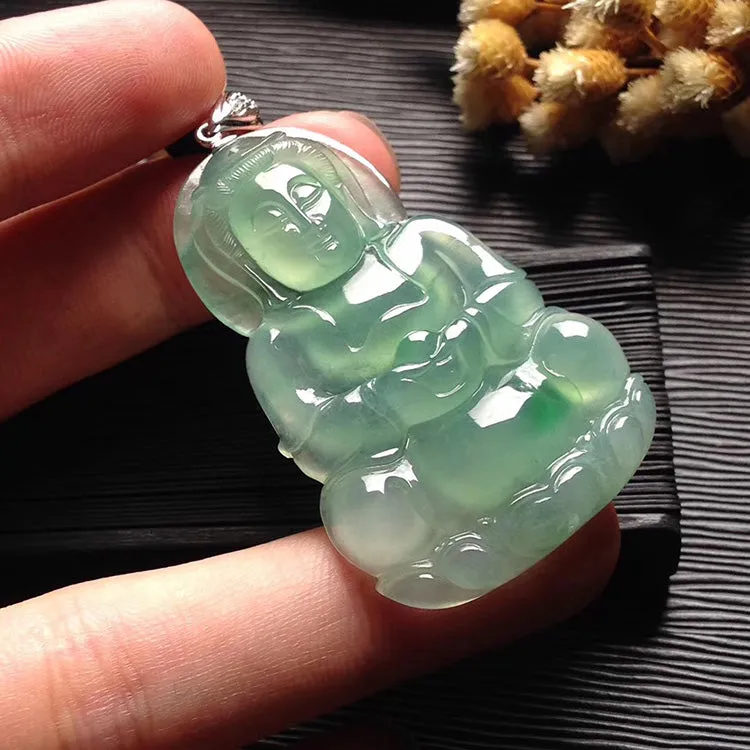 Natural Jade Pendant Jadeite Guan Yin Pendant PT469