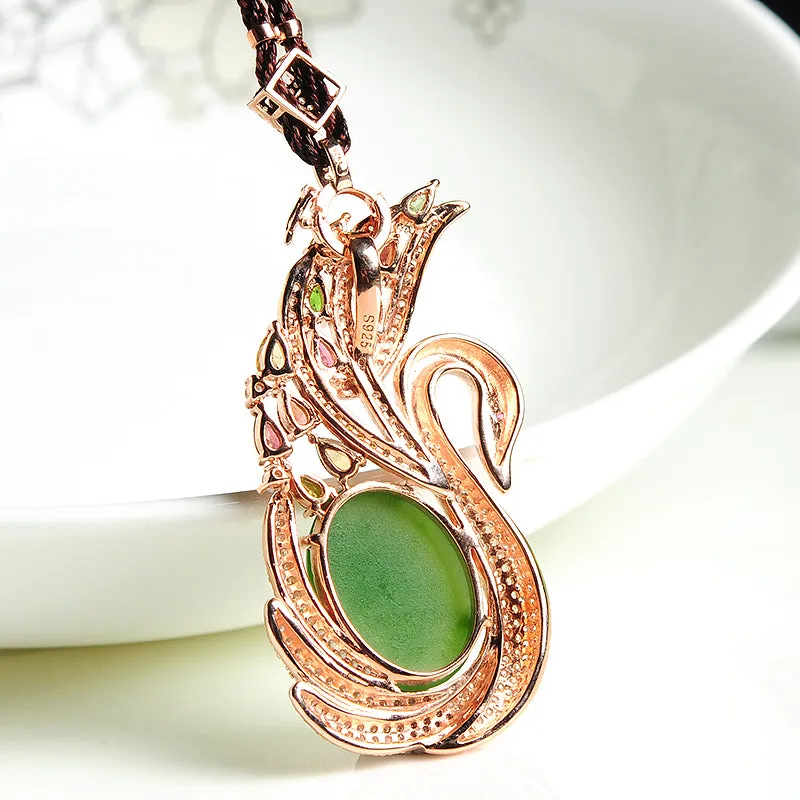 Natural Jade Pendant Nephrite Silver Pendant PT158