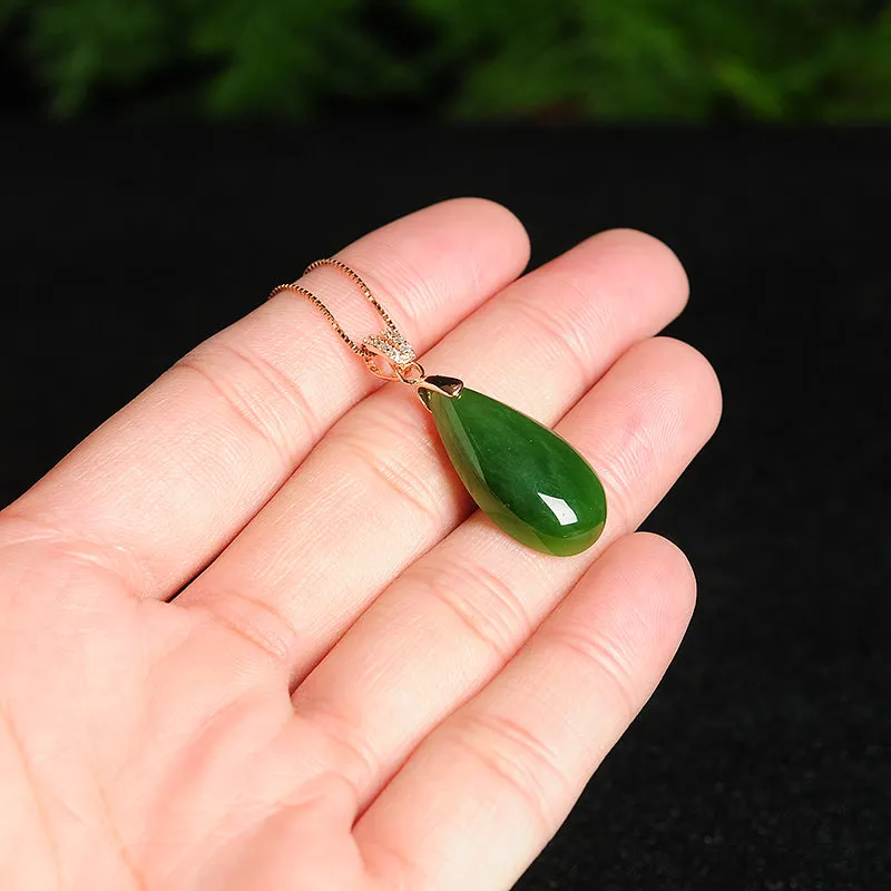 Natural Jade Pendant Nephrite Silver Pendant PT177