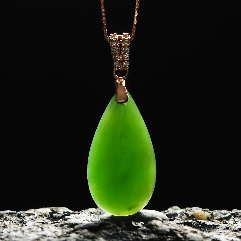 Natural Jade Pendant Nephrite Silver Pendant PT177