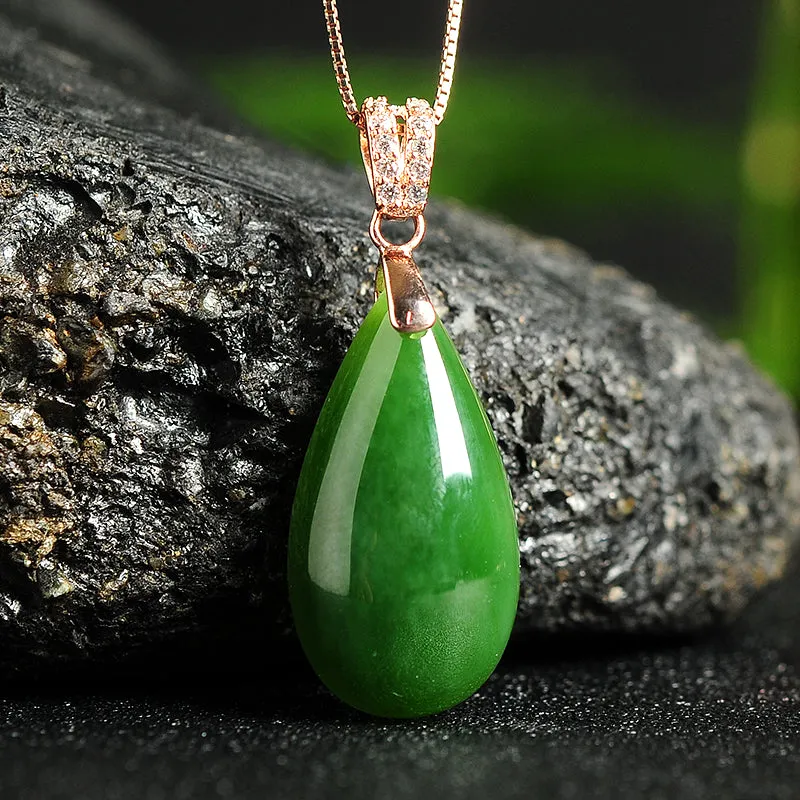 Natural Jade Pendant Nephrite Silver Pendant PT177