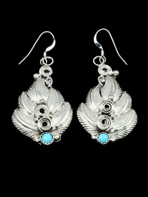 Navajo Sterling Silver Turquoise Dangle Earrings