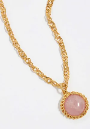 Necklace Rose Quartz Neck Gold-Pink
